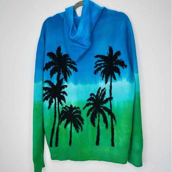 The Elder Statesman Blue Green Ombre Zip Hooded Cashmere Sweater XL - Picture 7 of 14